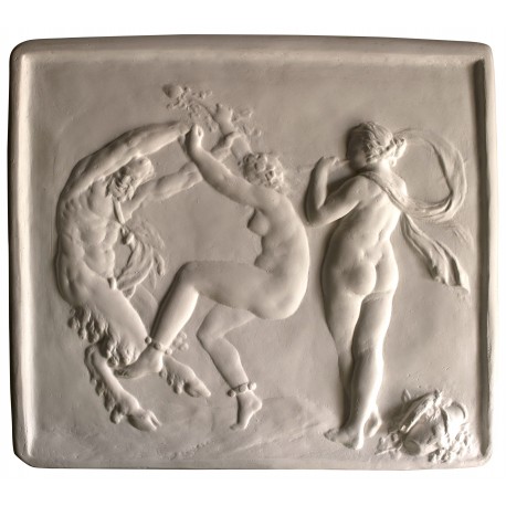 Satyr and Nymphs - Plaster bas-relief