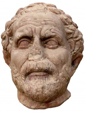 Demostene terracota head of Greek philosopher