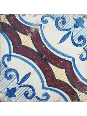 Piastrella di maiolica blu e manganese