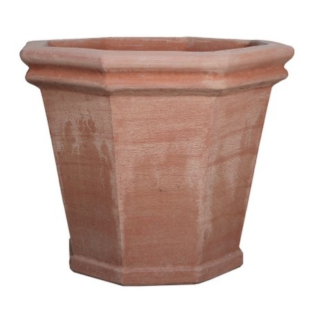 Octagonal vase Ø80cms in terracotta