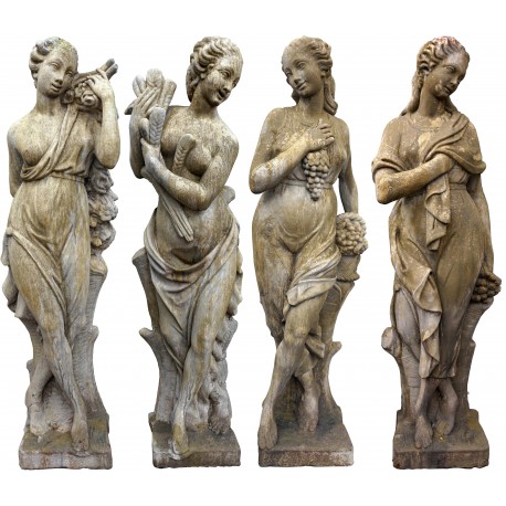 4 statue da giardino in pietra ricostituita - le quattro stagioni