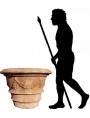 Lemon pot Ø90cm with festoons with Neanderthal man 170cm high