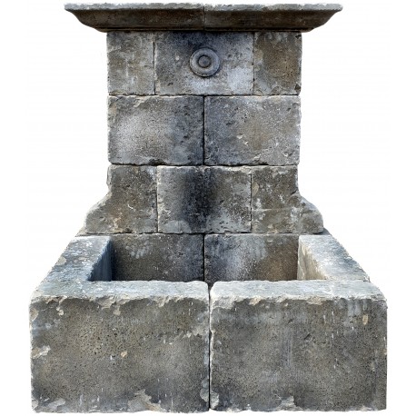 French Stone fountain - limestone h 156 cm