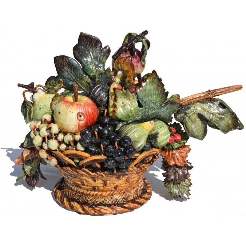 Cesto di frutta Caravaggio grande in maiolica - fatto a mano - Recuperando