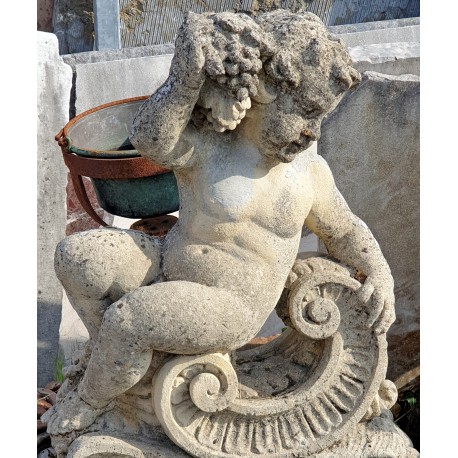 two Cement Concrete putti early XX century