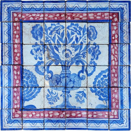 Azulejos Portuguese tiles panel red frame