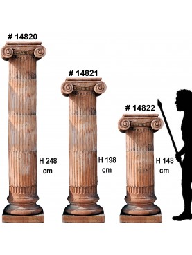 Colonne IONICHE SCANALATE H 198 cm in terracotta cilindriche con due capitelli