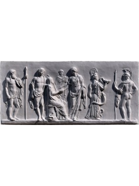 Greek-Roman bas-relief in plaster with 7 Gods