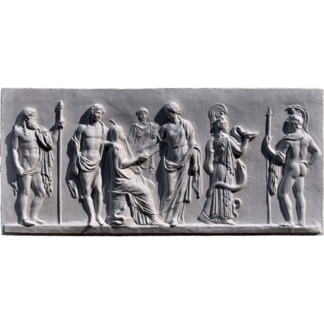 Greek-Roman bas-relief in plaster with 7 Gods