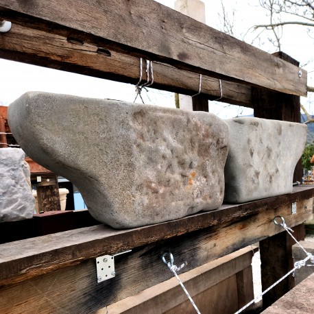 pair of sandstone ancient shelves