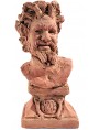 Piccolo busto con base di satiro greco romano in terracotta