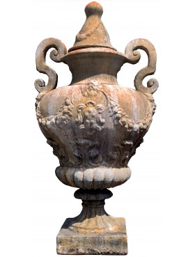 Urna medicea BACCELLATA in terracotta con stemma mediceo