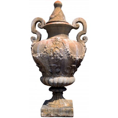 Medici urn in terracotta with Medici coat of arms