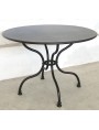 Belle Époque 4-legged round table diam.100 with hammer edged sheet metal top