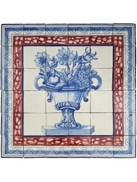 Portuguese panel with red frame - tiles 15X15 cm