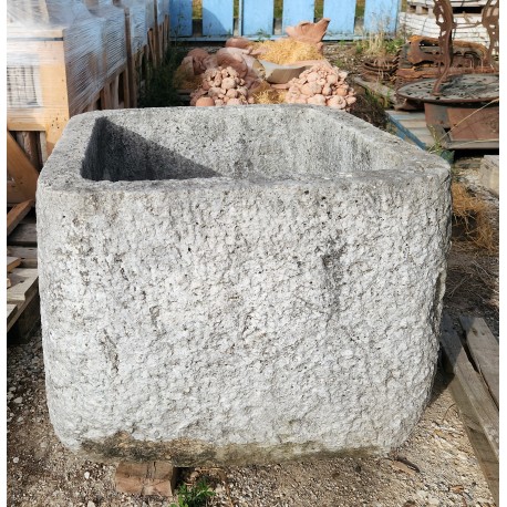 ancient rectangular white limestone tank for olive oil