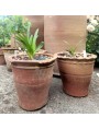 Small hand-turned flower pots - patinated