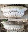 Ancient baccellata white Carrara marble fountain