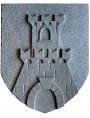 Large Coat of arms 80X60cm in stone fortress with tower