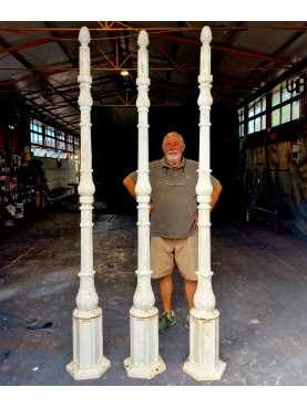 three antique cast iron columns from Italy - Carrara