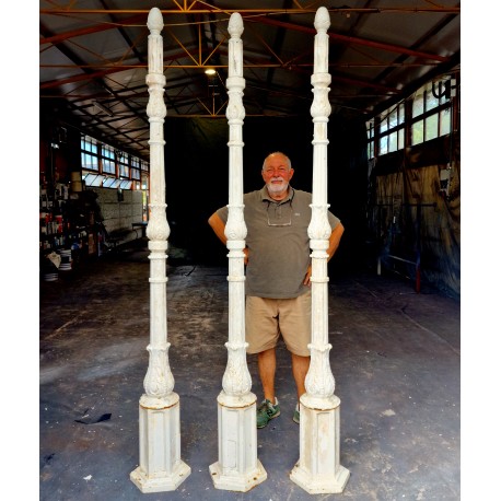 three antique cast iron columns from Italy - Carrara