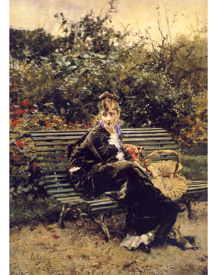 Giovanni Boldini (1842 - 1931), Sulla panchina al Bois, 1872